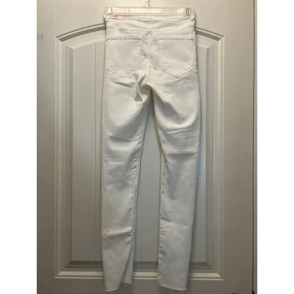 NWT Zara Women’s High Waist Ankle Distressed Trafaluc Denim Jeans Size 4 White - Picture 6 of 8